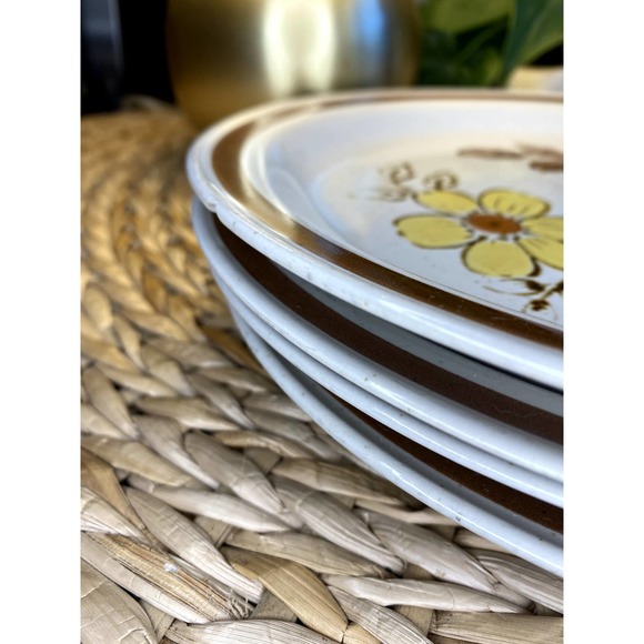 VTG Autumn Collection Stoneware Wheat Flower Set of 4 Dinner Plates 10.5" Japan - Picture 4 of 7